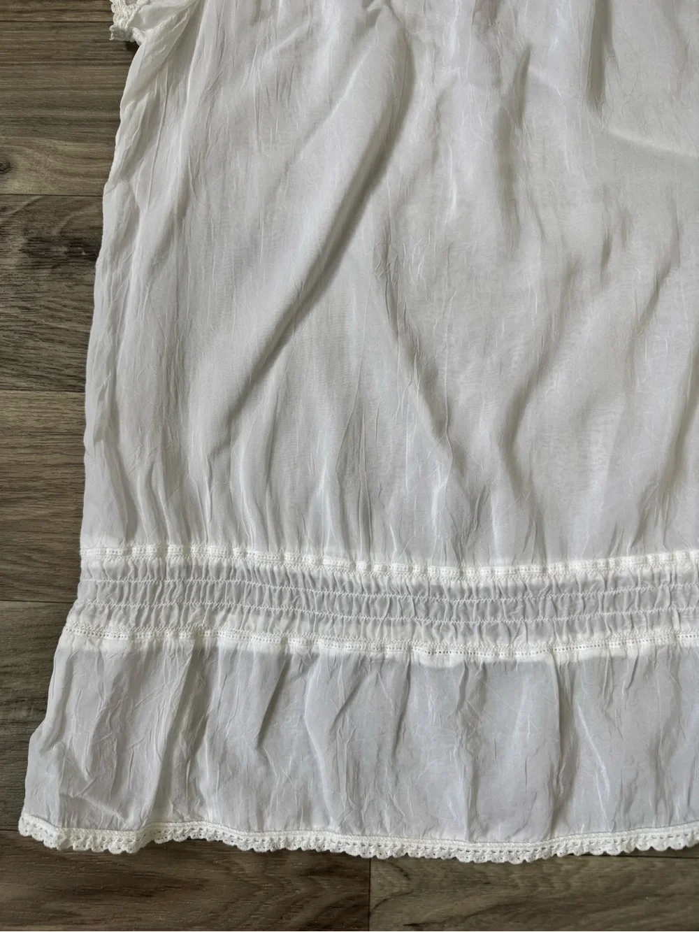 Johnny Was Lace Trim Peasant Blouse in White Delicate Bohemian Size Large - Picture 3 of 8